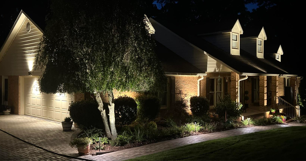 landscape lighting on a house